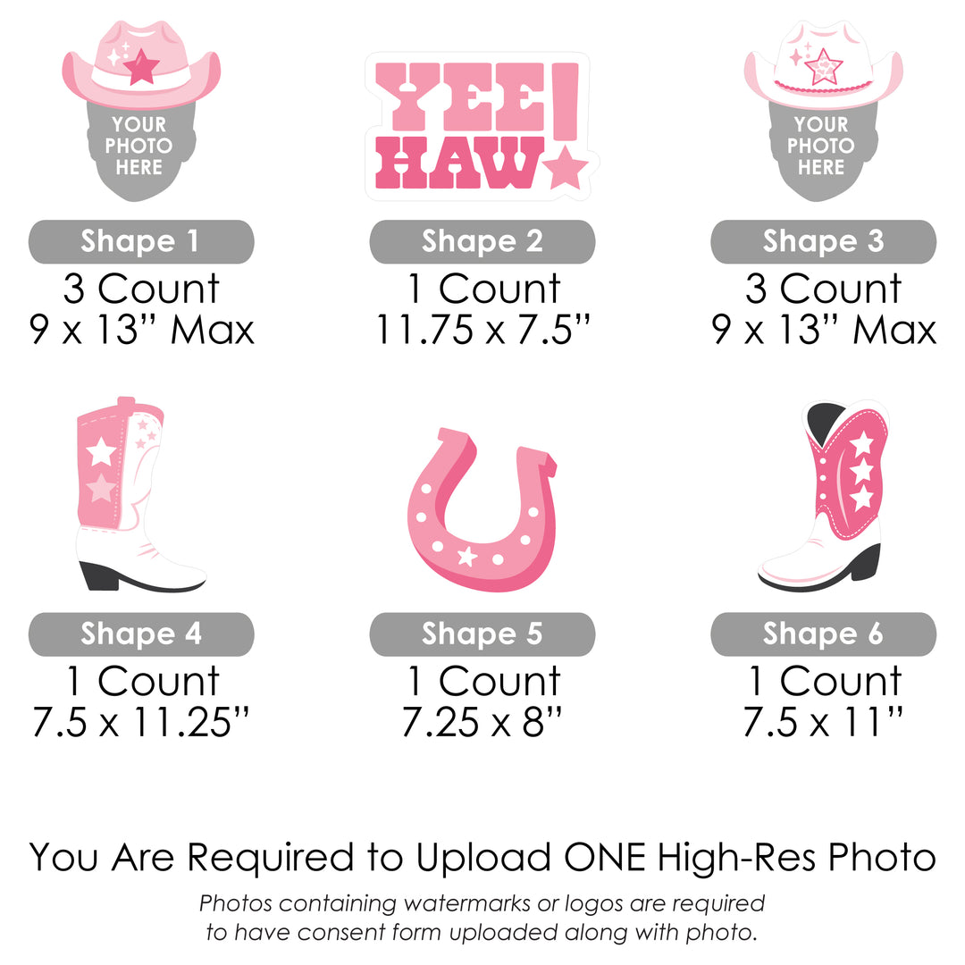 Custom Photo Pink First Rodeo - Fun Face Lawn Decorations - Cowgirl 1st Birthday Party Outdoor Yard Signs - 10 Piece