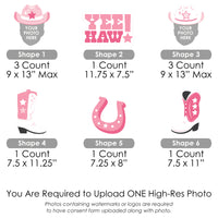 Custom Photo Pink First Rodeo - Fun Face Lawn Decorations - Cowgirl 1st Birthday Party Outdoor Yard Signs - 10 Piece