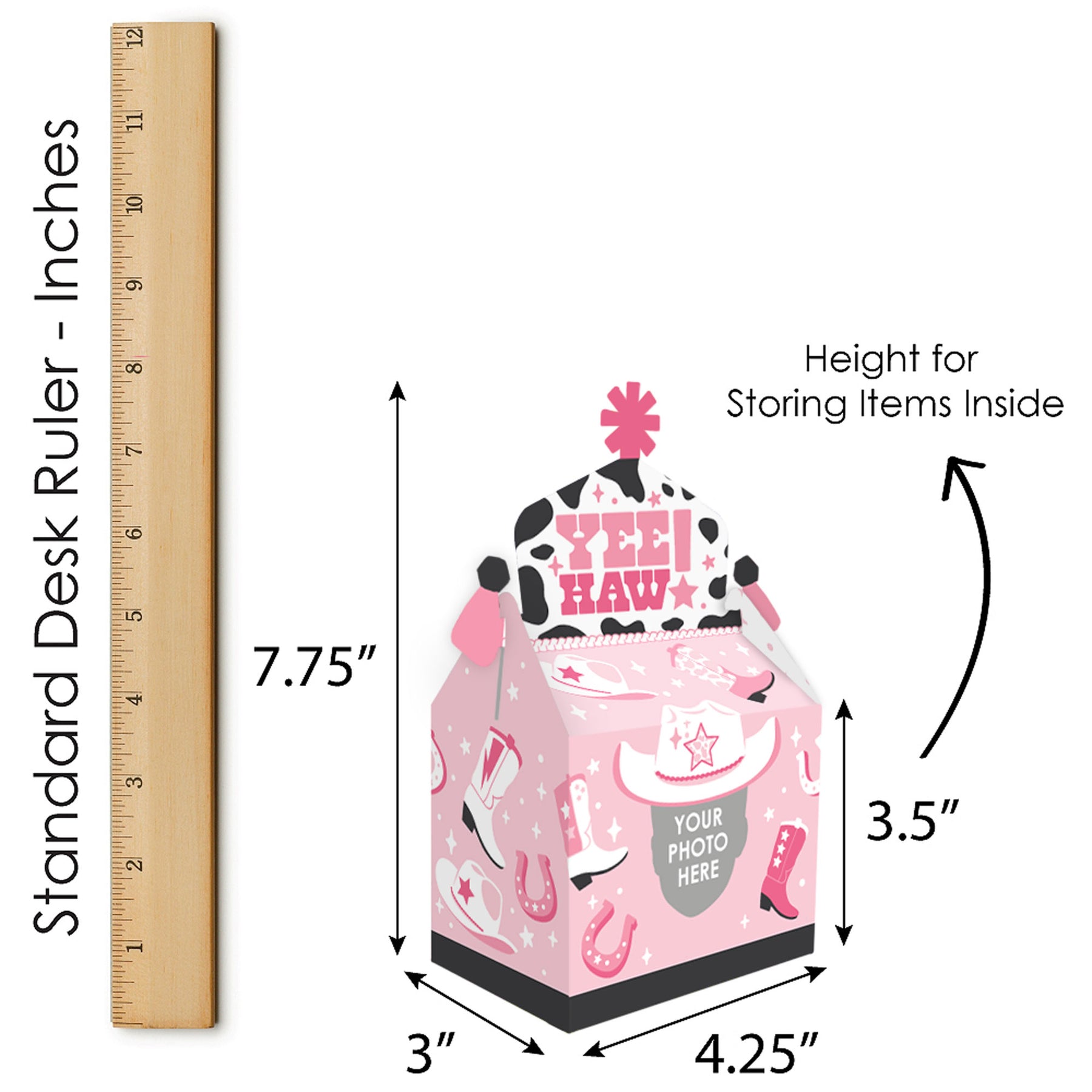 Custom Photo Pink First Rodeo - Pink Western Treat Box Party Favors ...