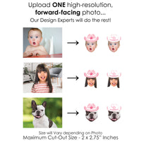 Custom Photo Pink First Rodeo - Cowgirl 1st Birthday Party Fun Face Paper Straw Decor - Set of 24