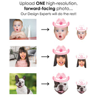 Custom Photo Pink First Rodeo - Cowgirl 1st Birthday Party Centerpiece Sticks - Fun Face Table Toppers - Set of 15