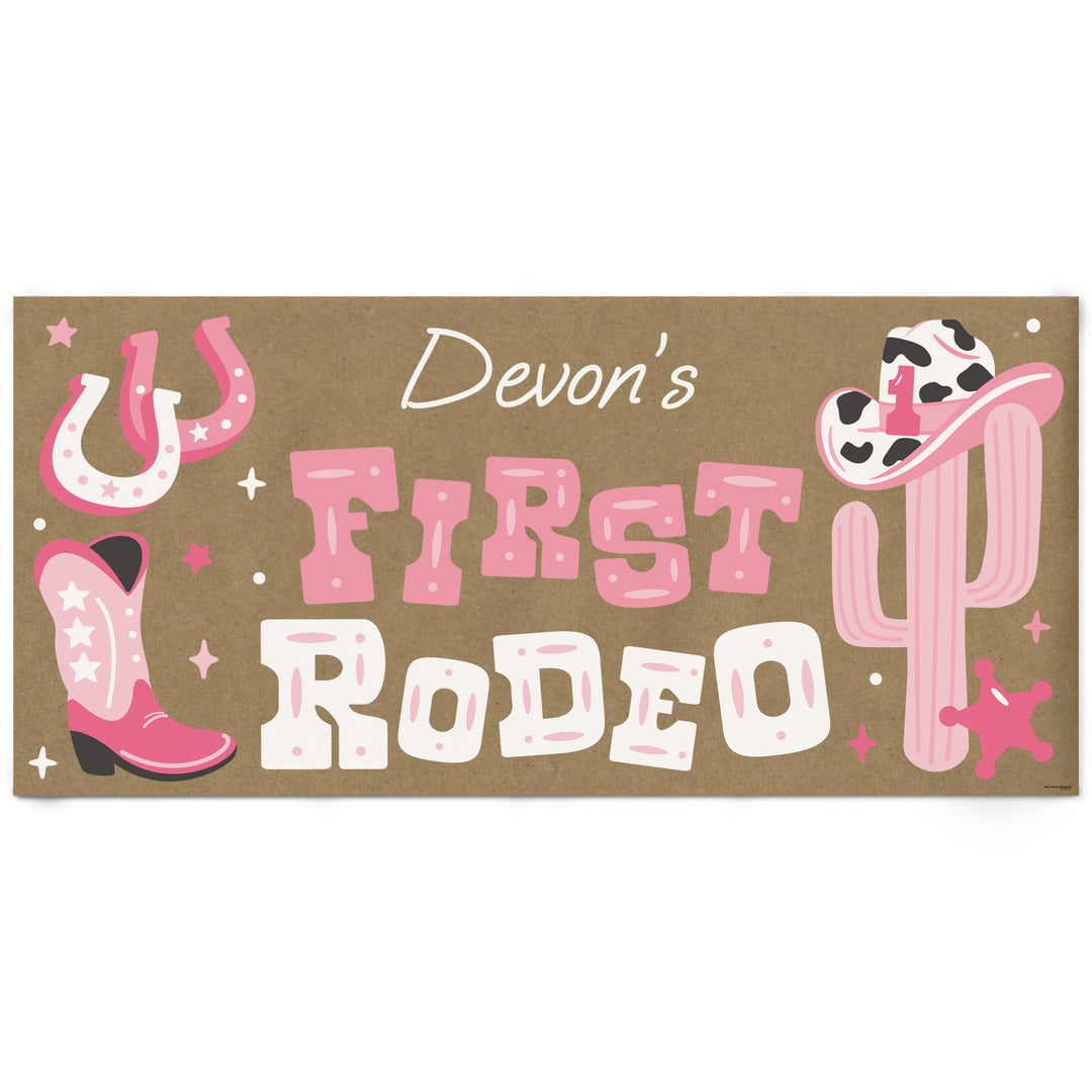 Personalized My First Rodeo kraft paper birthday banner