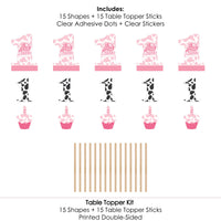 Pink First Rodeo - Cowgirl 1st Birthday Party Centerpiece Sticks - Table Toppers - Set of 15