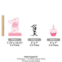Pink First Rodeo - Cowgirl 1st Birthday Party Centerpiece Sticks - Table Toppers - Set of 15