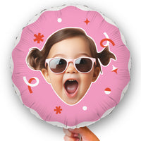 Personalized Fun Face Pink Balloon - Double Sided - 1 Ct