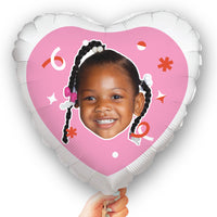 Personalized Fun Face Pink Heart Balloon – Double Sided – 1 Count