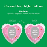 Personalized Fun Face Pink Heart Balloon – Double Sided – 1 Count