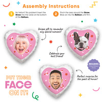Personalized Fun Face Pink Heart Balloon – Double Sided – 1 Count