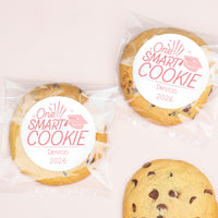 Pink custom name One Smart Cookie sticker close-up