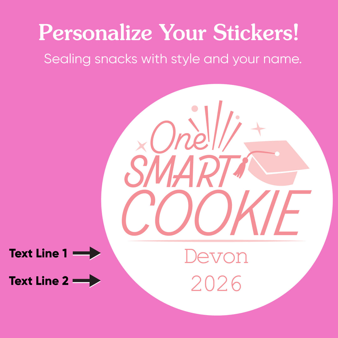 Clear graduation treat bag sealed with custom sticker
