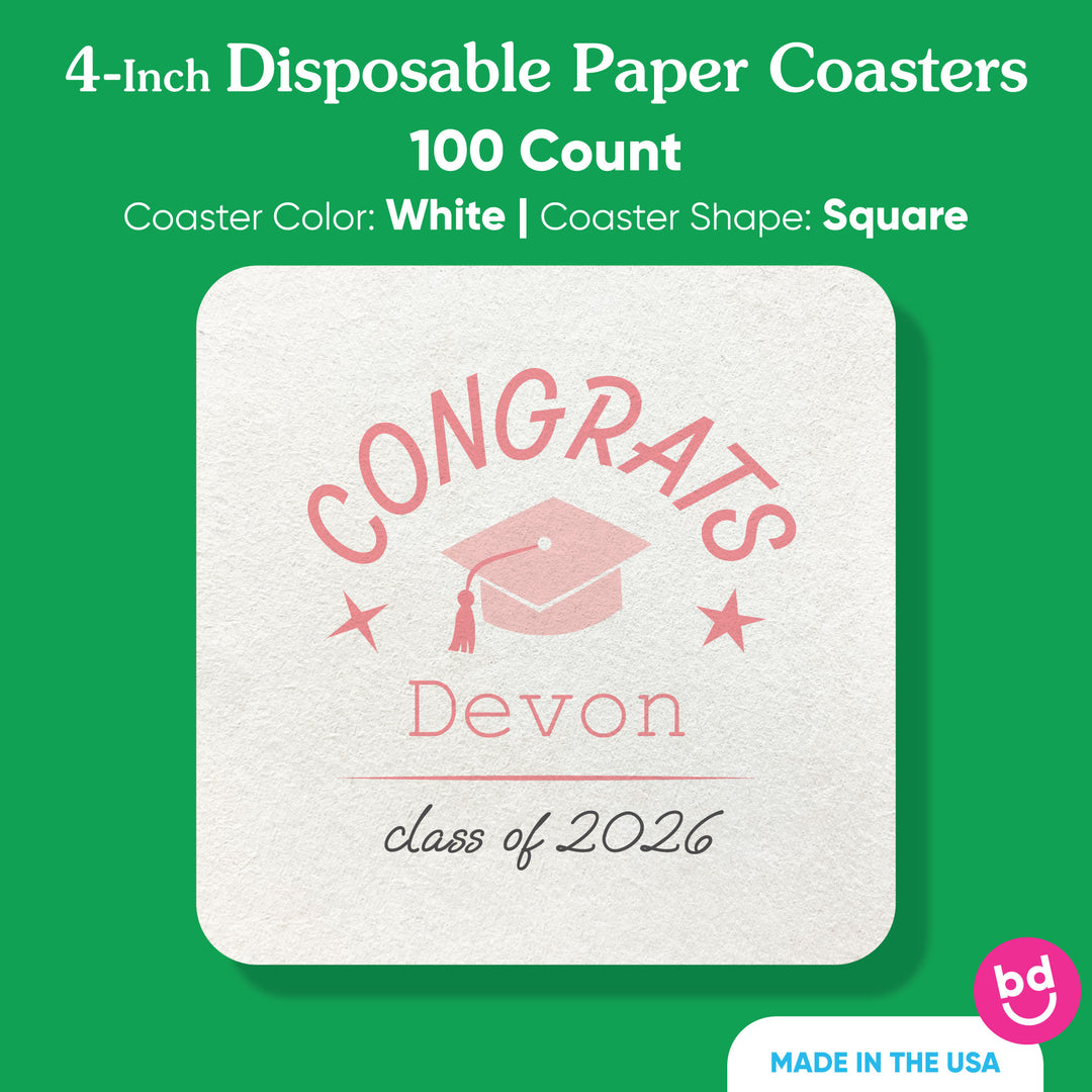 100-count Pink personalized coasters stacked