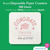 100-count Pink personalized coasters stacked