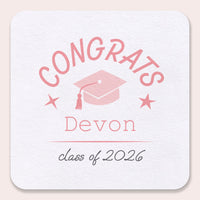 Pink personalized graduation drink coasters 100ct