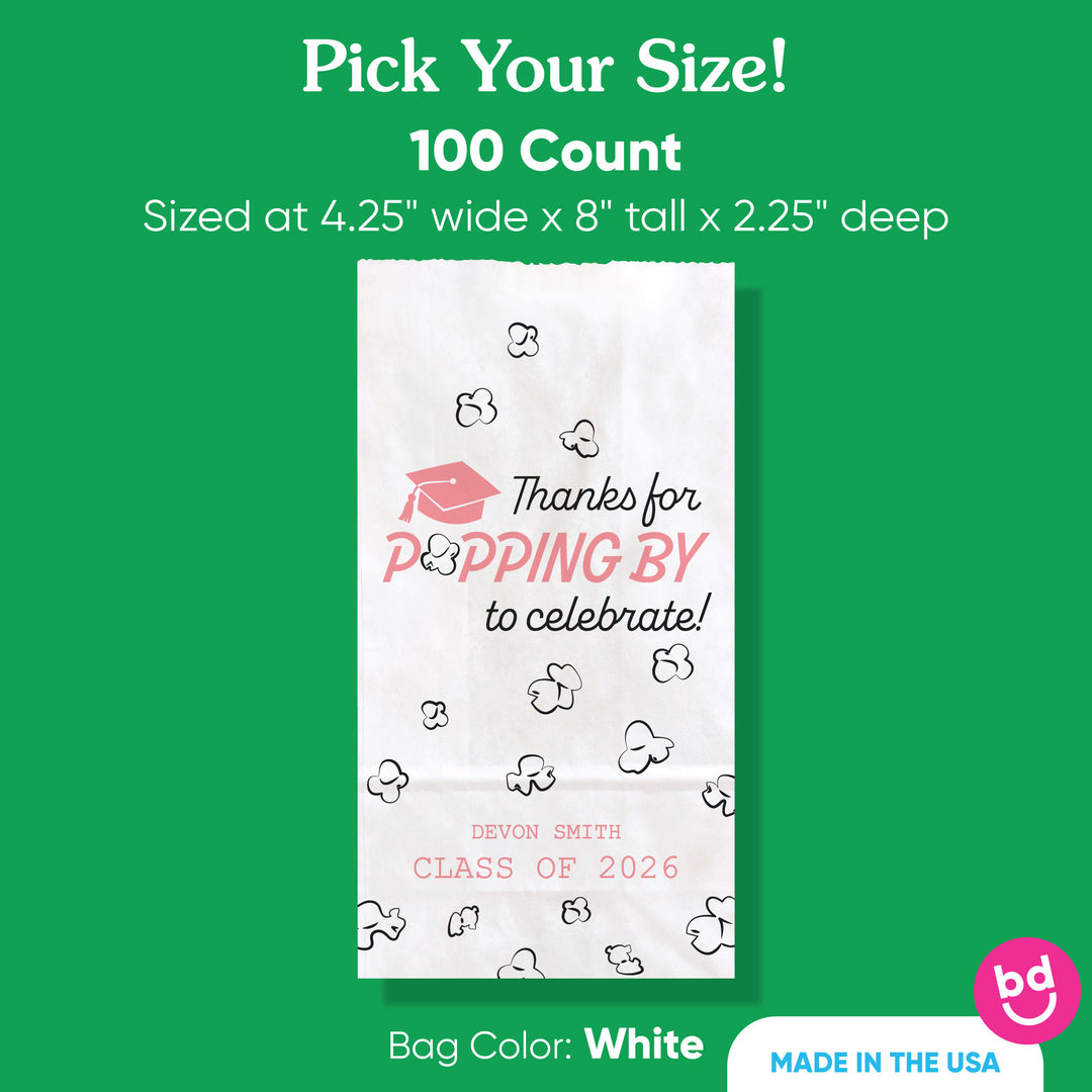 100-count Pink personalized snack bags stacked