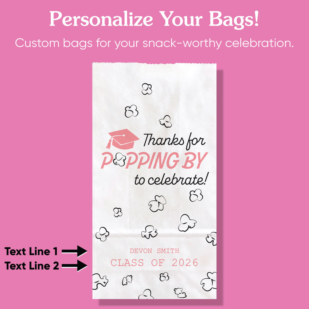 Pink personalized graduation popcorn bags