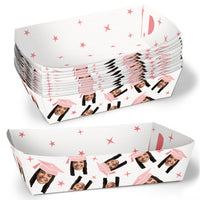 Pink custom graduation paper food trays 12ct