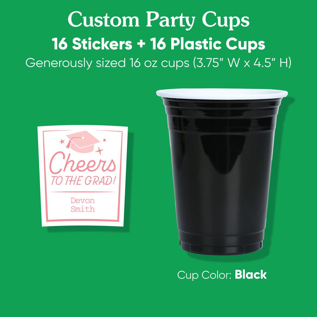 Set of 16 pink cups and matching stickers
