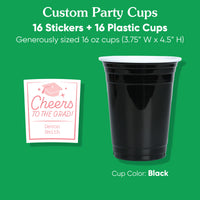 Set of 16 pink cups and matching stickers