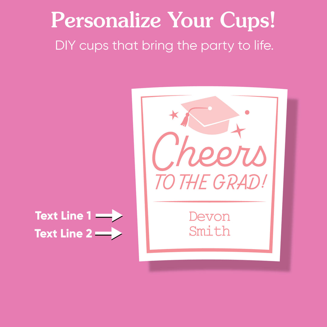 16 oz pink graduation cup with cap design