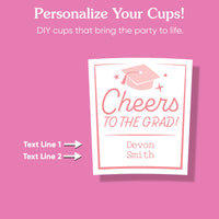 16 oz pink graduation cup with cap design