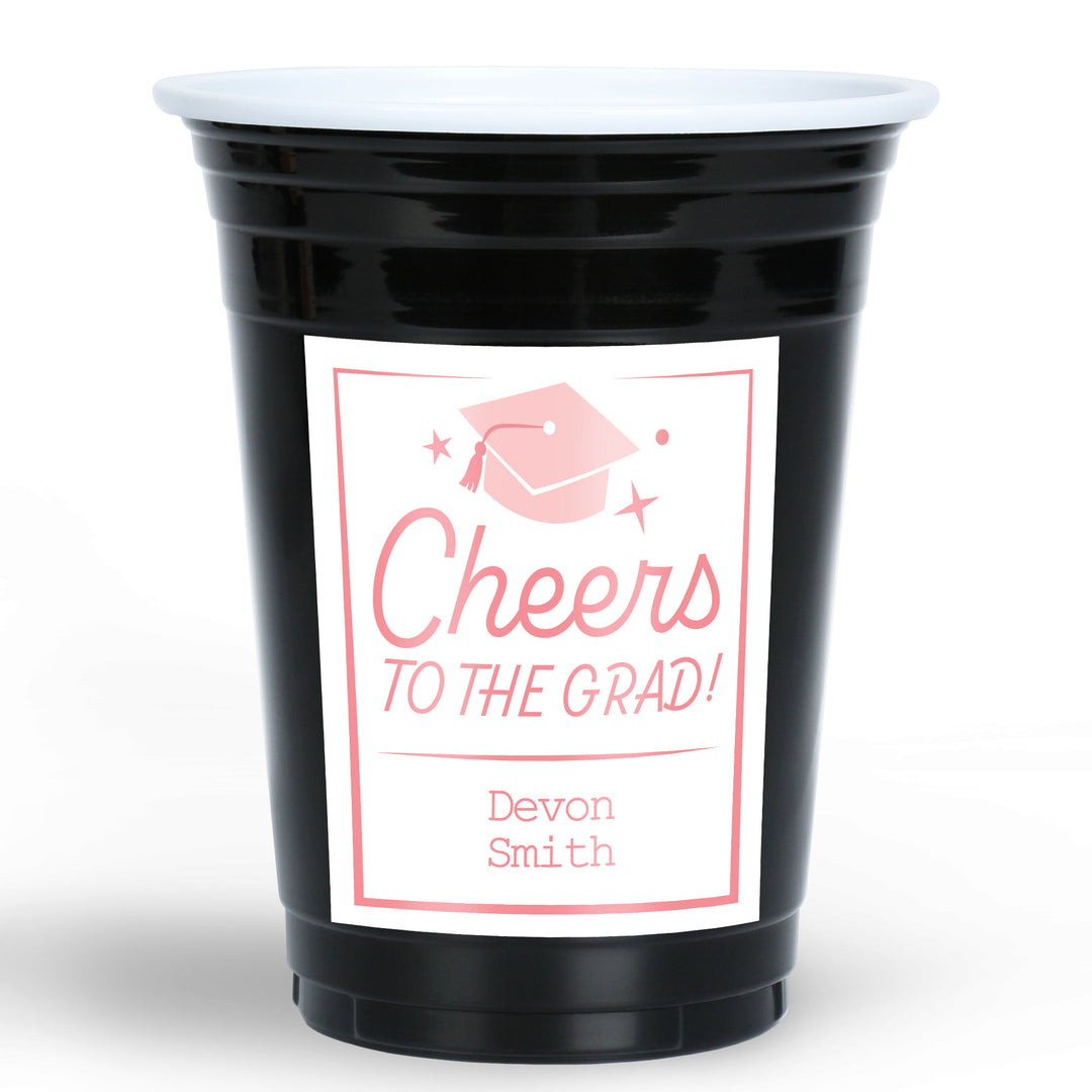 Pink personalized graduation party cups 16ct