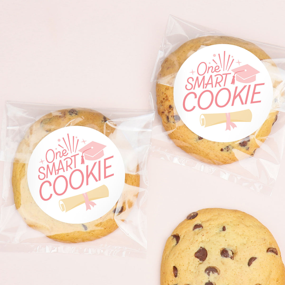Pink One Smart Cookie graduation sticker close-up