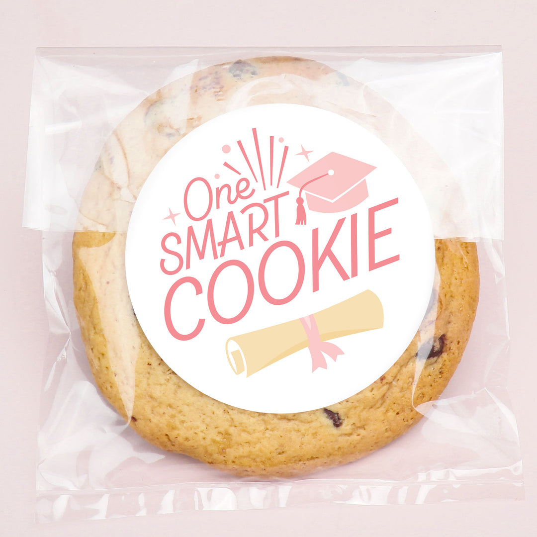 Pink Graduation Clear Cookie Bags 25ct with stickers
