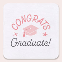 Pink Graduation Drink Coasters 25ct square design
