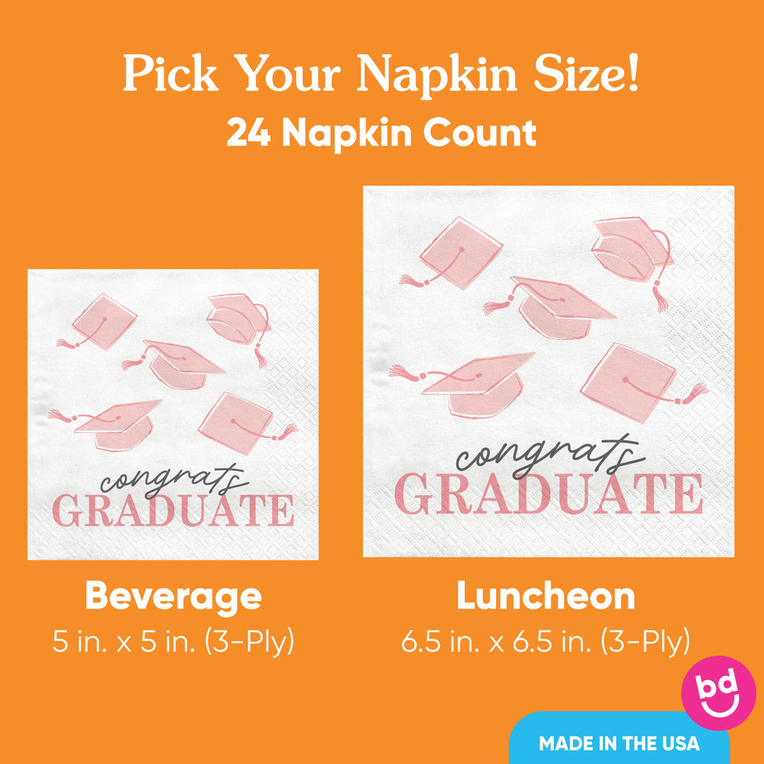 Pink Graduation Party Napkins 24ct beverage or luncheon size