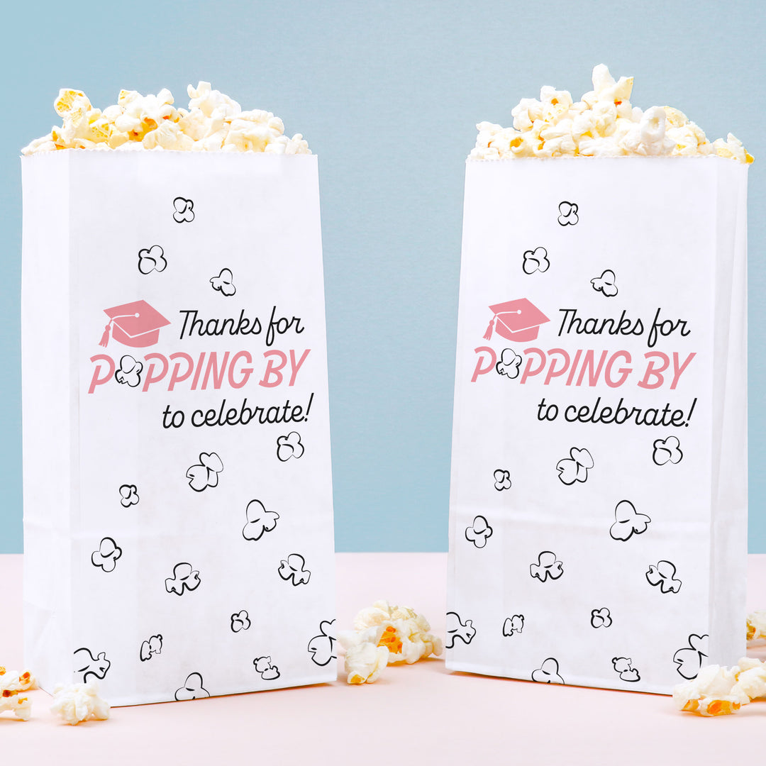 Pink Graduation Popcorn Bags 25ct treat bags