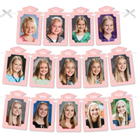 Pink graduation photo banner timeline display