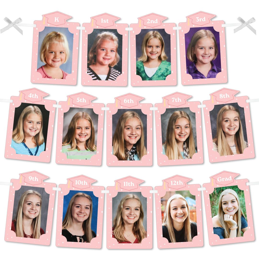 Pastel graduation photo banner timeline display