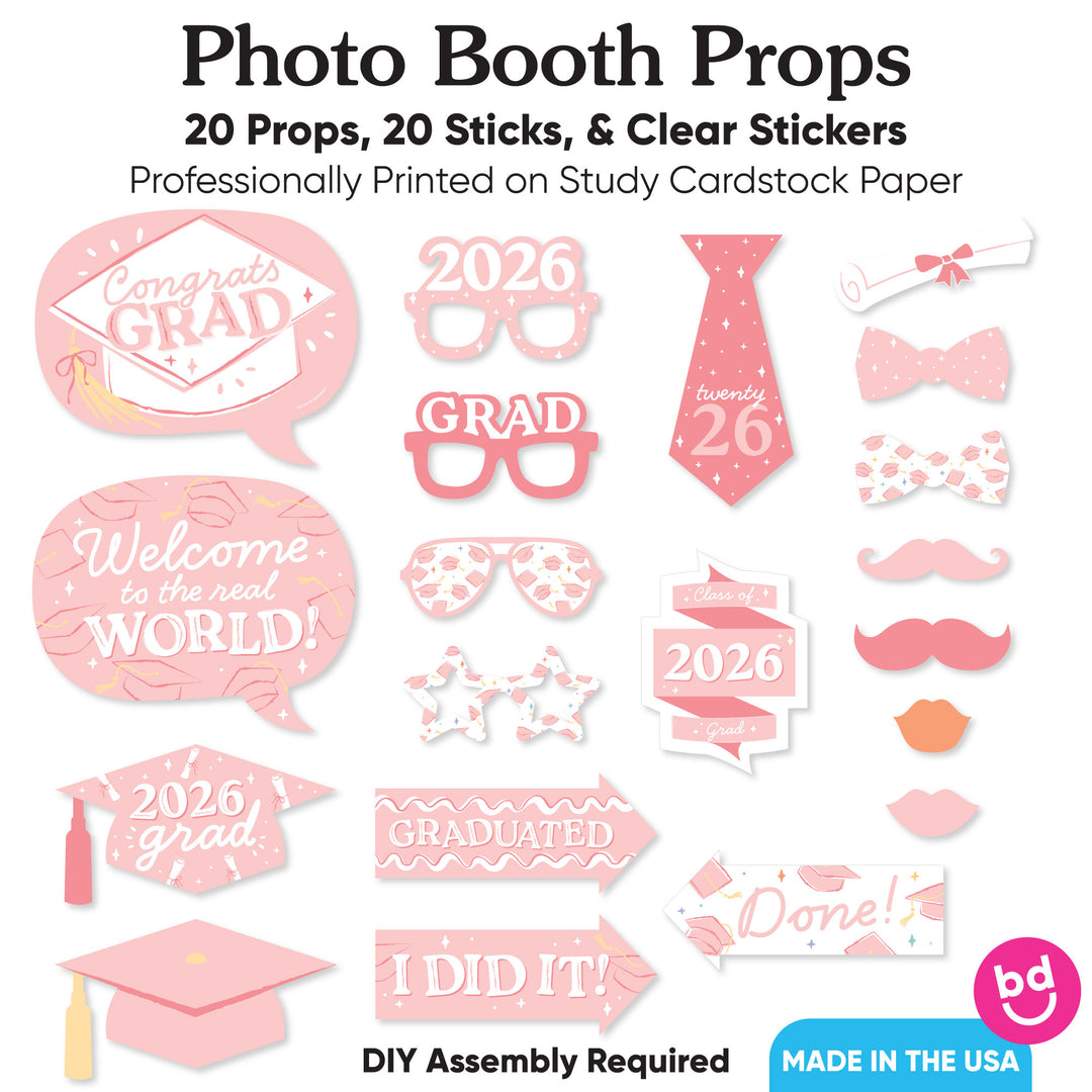 Set of 20 pastel graduation photo props included