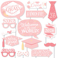 Pastel graduation photo booth props Class of 2026