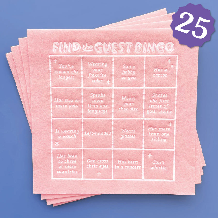 Big Dot of Happiness Find the Guest Pink Beverage Game Napkins, Funny Cocktail Napkins, Party Conversation Starters, 4.75 x 4.75 Folded Napkins, 3-ply, Cocktail Beverage Napkins, 25 ct