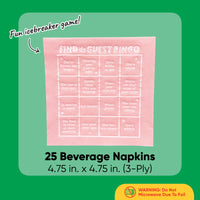 Big Dot of Happiness Find the Guest Pink Beverage Game Napkins, Funny Cocktail Napkins, Party Conversation Starters, 4.75 x 4.75 Folded Napkins, 3-ply, Cocktail Beverage Napkins, 25 ct