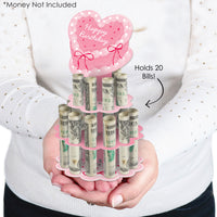 Pink Heart Cash Cake