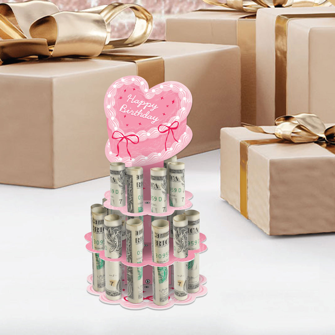 Pink Heart Cash Cake