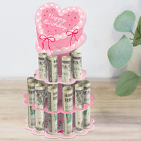 Pink Heart Cash Cake