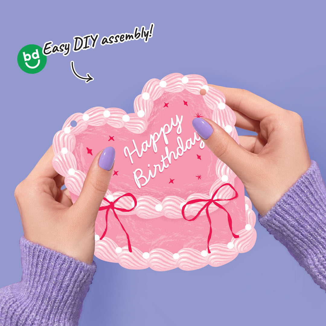 Pink Heart Cake Garland Banner - 15 Pc