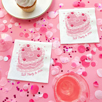 Custom Text - Pink Heart Cake Napkins - 24 Count