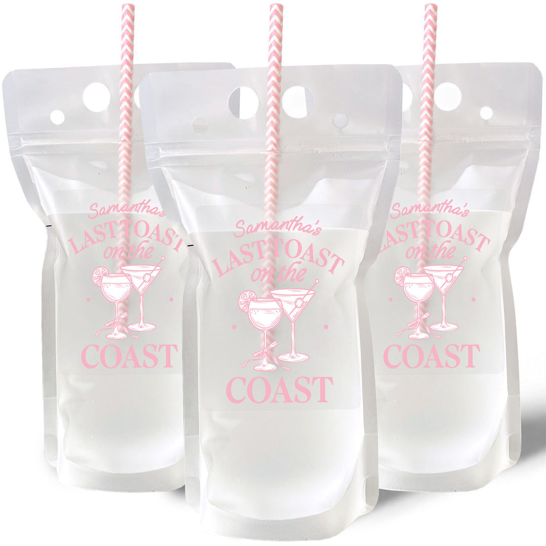 Custom Text Drink Pouches - Last Toast on the Coast - 12 Ct