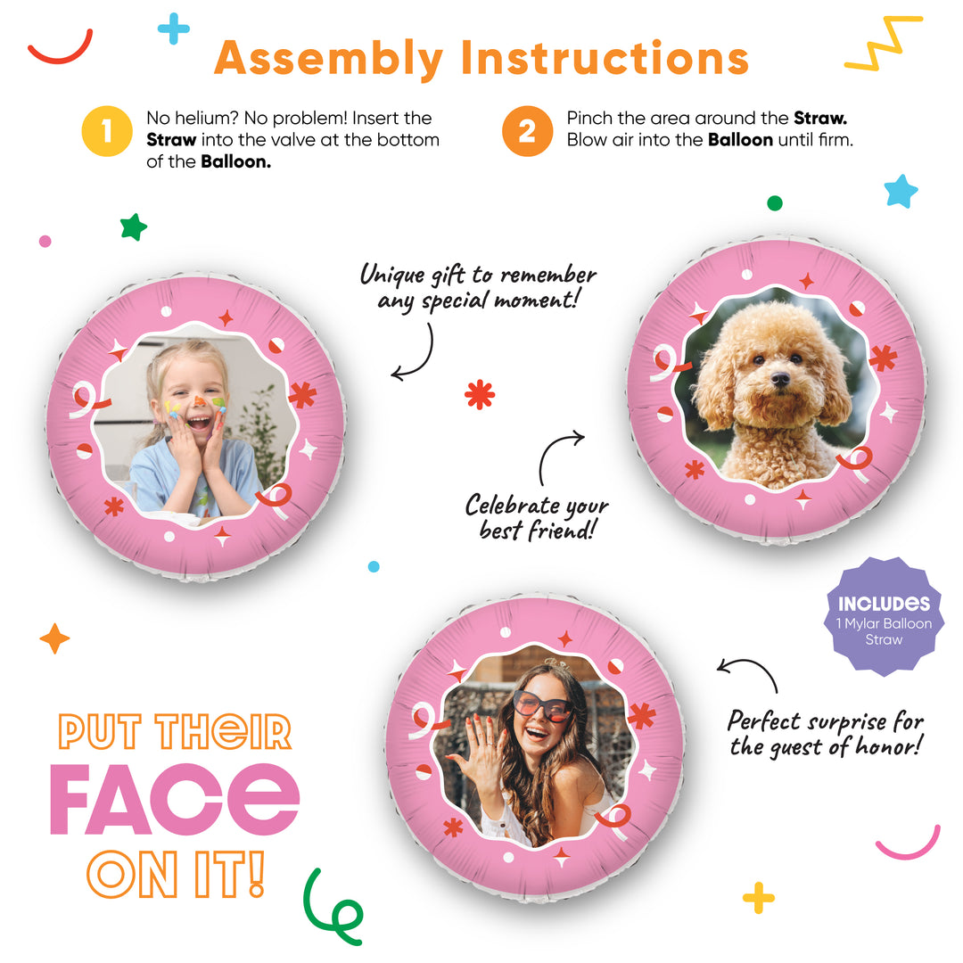 Personalized Photo Pink Balloon – Double Sided – 1 Ct
