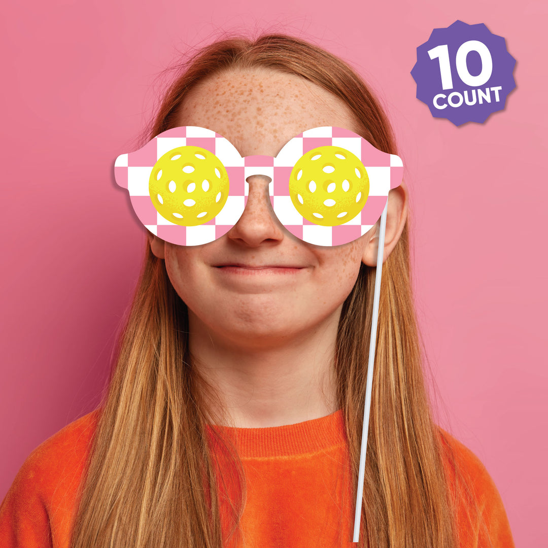 Pink Pickleball Glasses and Masks Photo Props - 10 Ct