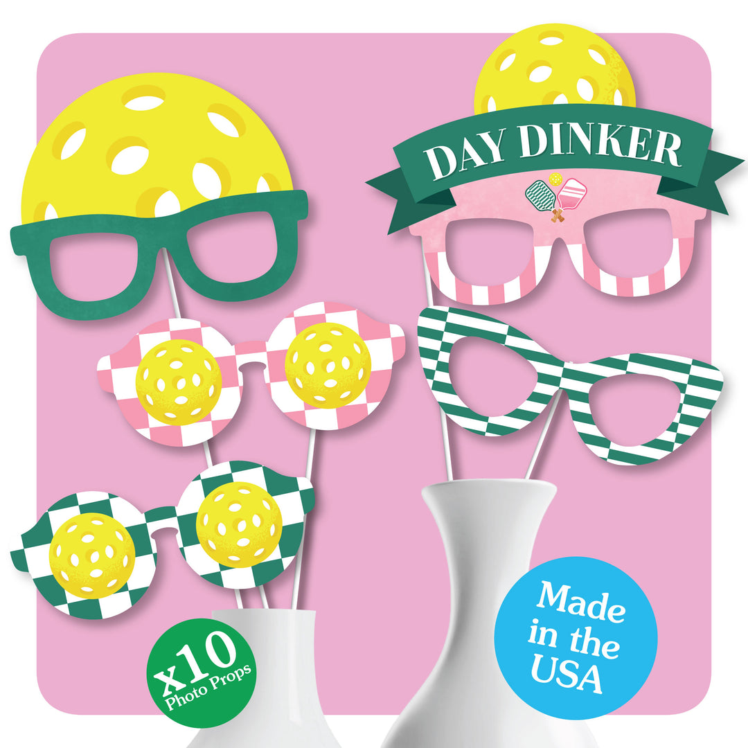 Pink Pickleball Glasses and Masks Photo Props - 10 Ct