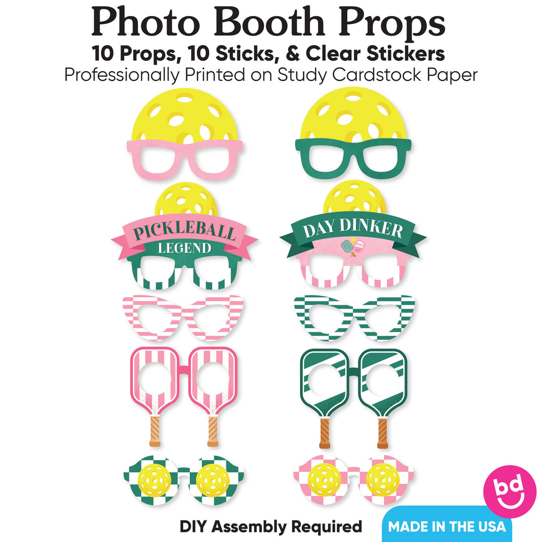 Pink Pickleball Glasses and Masks Photo Props - 10 Ct