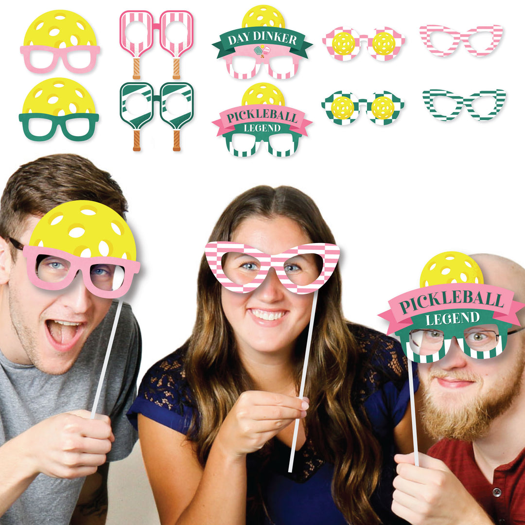 Pink Pickleball Glasses and Masks Photo Props - 10 Ct
