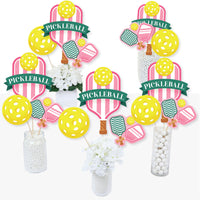 Pink Pickleball - Country Club Party Centerpiece Sticks - Table Toppers - Set of 15