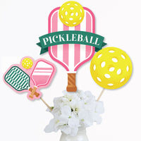 Pink Pickleball - Country Club Party Centerpiece Sticks - Table Toppers - Set of 15