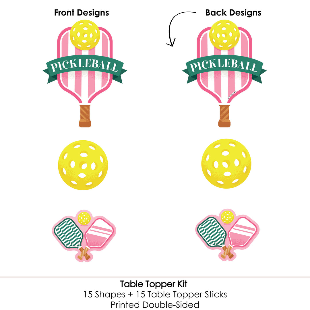 Pink Pickleball - Country Club Party Centerpiece Sticks - Table Toppers - Set of 15